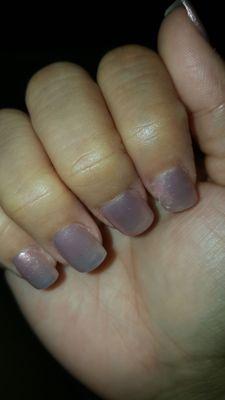 Nail chipped on right hand after a day.