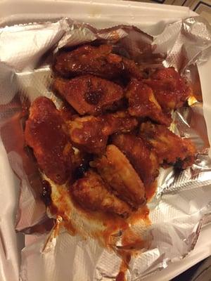 Frozen wings caked with buffalo sauce...?????