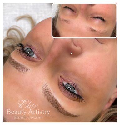 Natural microblading for sparse brows