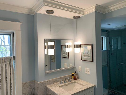 Bathroom pendant replacement in Rumford