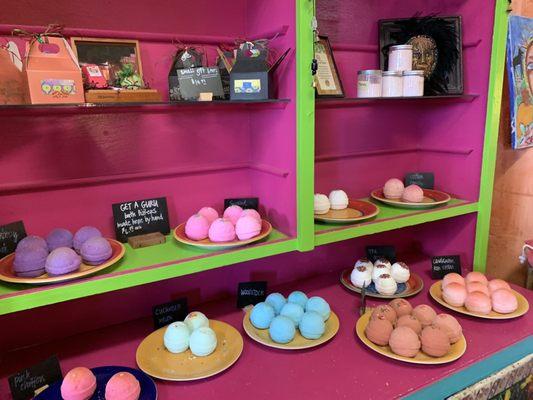 Bath bombs. Homemade. Just a beautiful, bright display