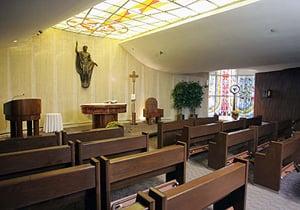 The hospital chapel where Mass services are offered daily.