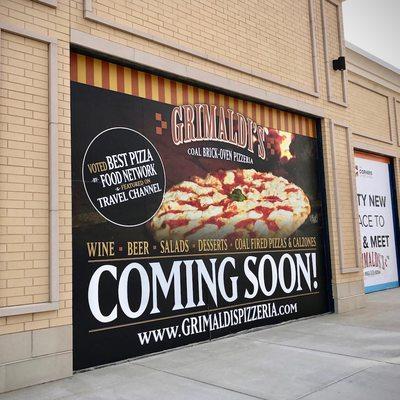 Thanks to our high quality outdoor vinyl your "Coming Soon" ad can stay up longer than other print companies.