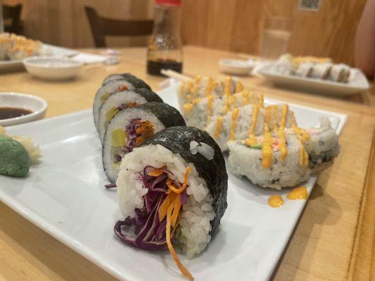 Veggie Roll and Spicy California Roll