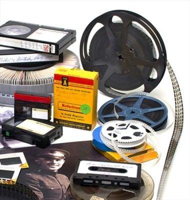 All film formats, video, slides, prints and audio cassettes.