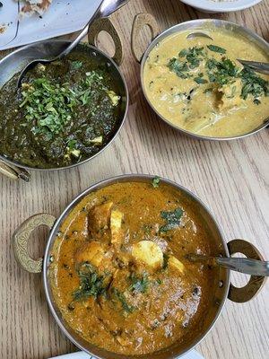 G7. Saag Paneer, Coconut Curry Chicken, Egg Curry