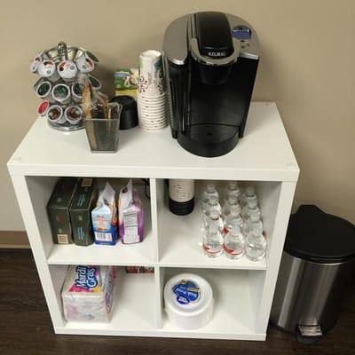 Complimentary coffee, tea, hot chocolate and snacks for every patient.