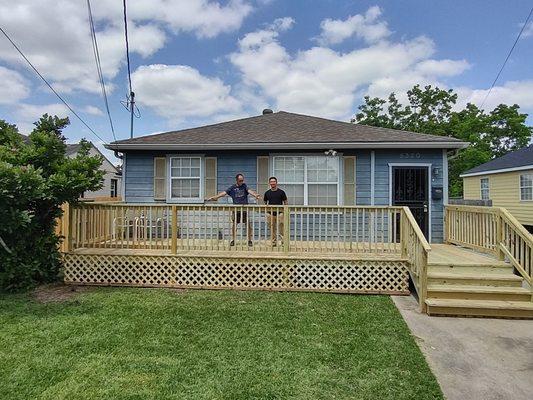 Porch deck and stairs.