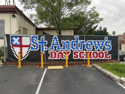 St Andrew's sign by the parking lot