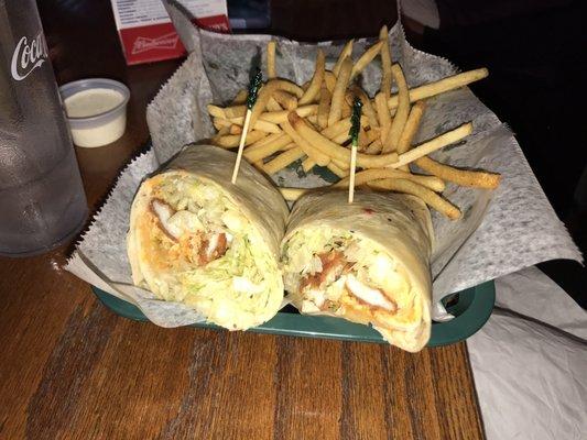 Buffalo Chicken Wrap - sauce is very spicy and heavily applies so you may want to request light on the buffalo.