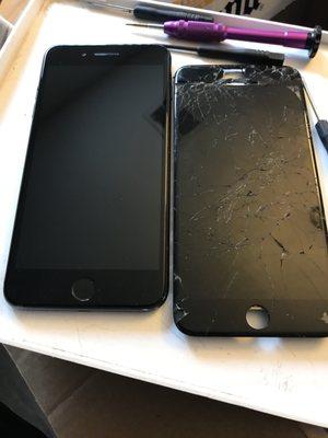 Another fairly damaged iPhone before and after pic