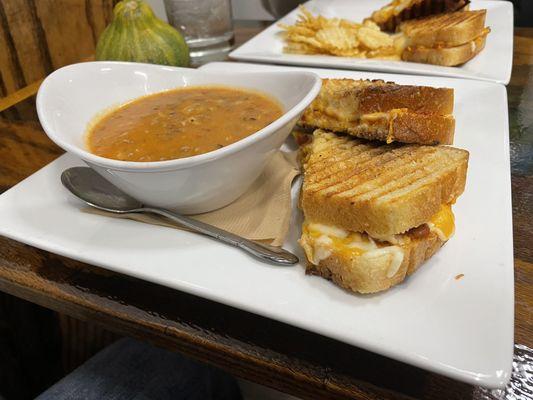 Grilled cheese with a tomato soup feature