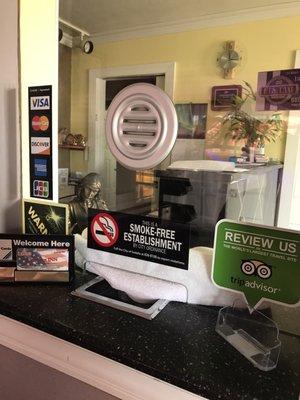 Non-smoking ordinance posted in office