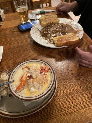 Seafood Chowder and Prime Rib Stroganoff