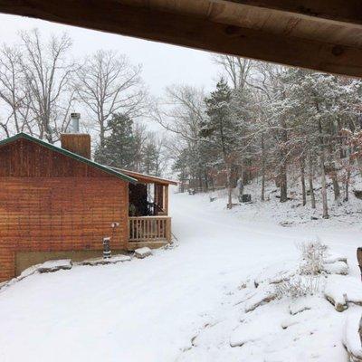 Beautiful snow day at Can U Canoe - snowy day - fireplace burning- perfect winter getaway.