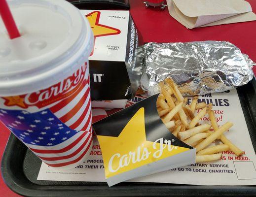 Lunch 6/20/17. Burrito, Burger, Fries and Soda. $20.03