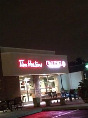 Evening shot of Tim Hortons on North High St. - open 24 hrs - yes!