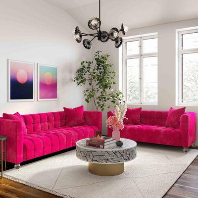 Pink sofa and loveseat