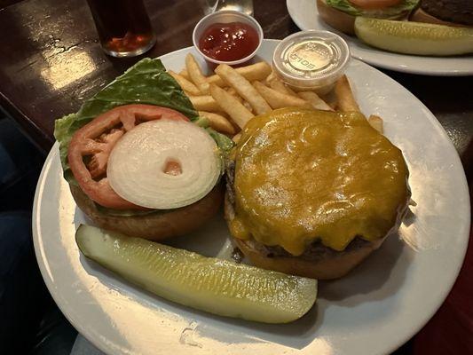 The Classic Burger with fries