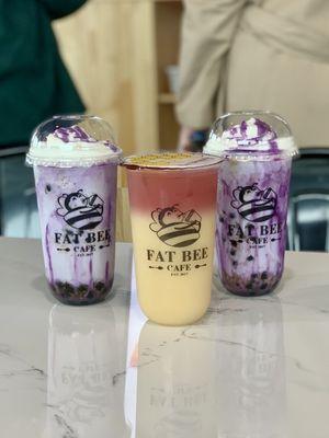 2 taro freeze and 1 pink lady