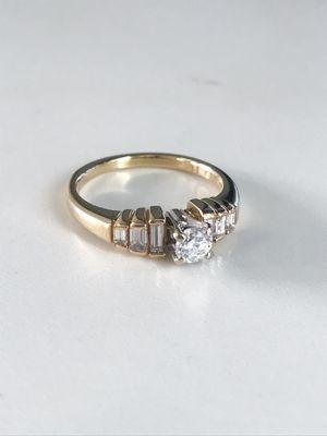 Vintage Diamond Engagement Ring with Baguettes