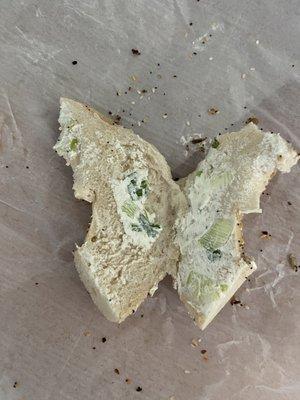 Everything bagel with scallion cream cheese