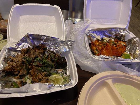 Behari Kabob (left) and Chicken Tikka (right)