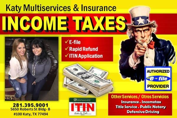 Car insurance, auto insurance, Home insurance, general liability insurance, title services, registration, income tax, rapid refund