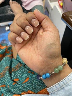 Natural short nails.