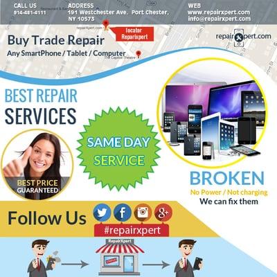 BEST SMARTPHONE TABLET AND COMPUTER REPAIR. SAME DAY AND MAIL IN REPAIR SERVICE AVAILABLE