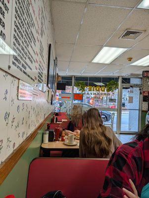 Booth seating: 4 booths for 4ppl,  and 1 table for 2ppl