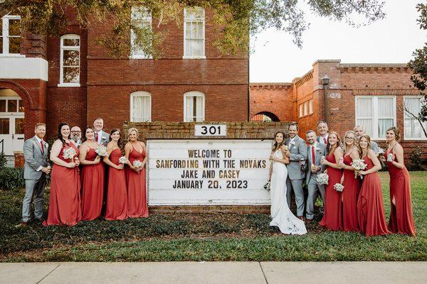 Bridal Party - with the custom Marquee Photo- 28 North