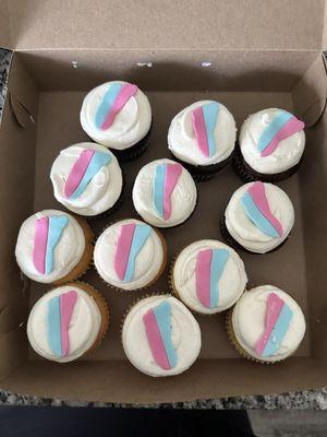 Gender reveal cupcakes