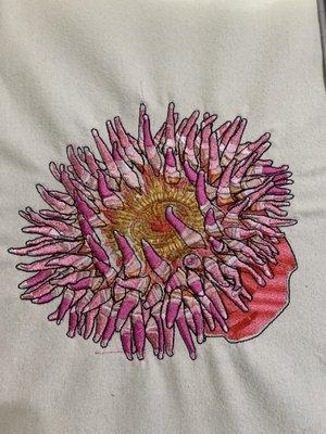 Sea urchin embroidered by the Babylock Solaris