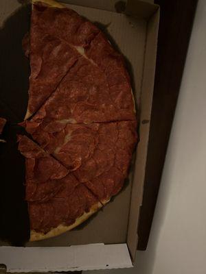 Our pepperoni pizza with extra pepperoni