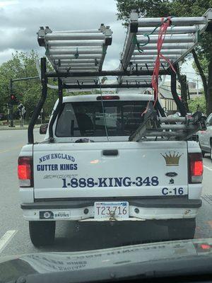 This truck was in front of me in Newton Center on June 13, 2018 (today) and the passengers were smoking weed. It was very disconcerting.