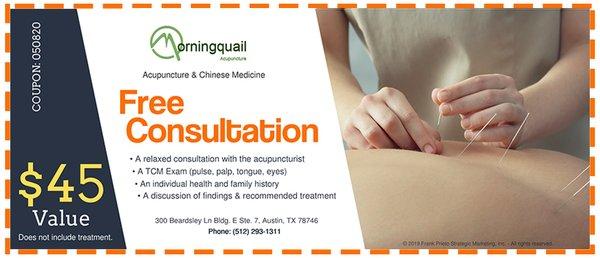 Download voucher to get a free consultation ($45 value.)