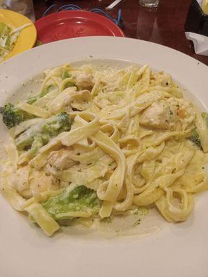 The chicken and broccoli Alfredo