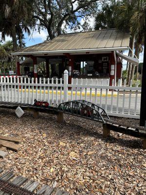 Ticket booth & toy train.