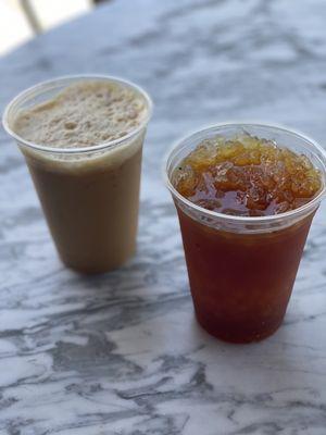 Cold brew and maple syrup latte with almond milk