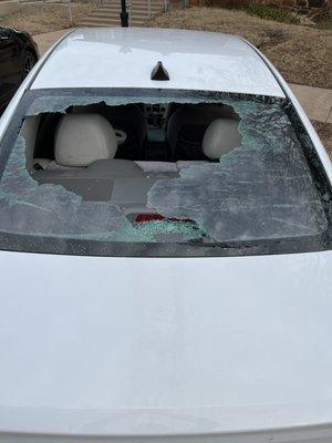 Before - the cold weather took a toll on our back windshield