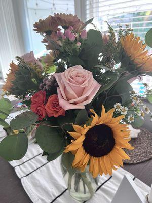 Anniversary Flowers - sunflowers and roses