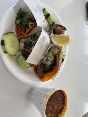 Birria Taco and Consome de Birria