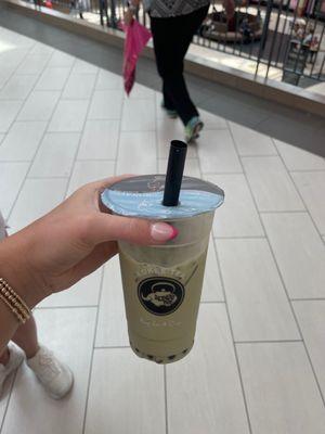 Matcha tea Latte with honey boba