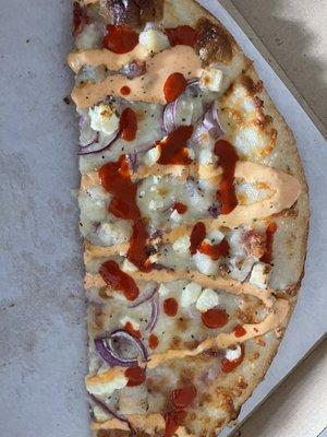 Chicken Bacon Ranch Pizza - added hot sauce