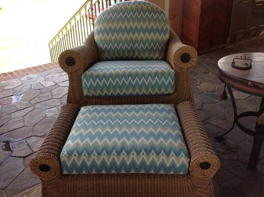 Patio chair done with Robert Allen Fabrics