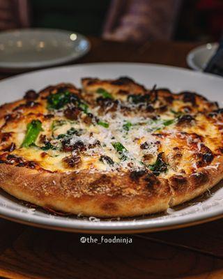 Hot Sausage & Broccoli Rabe Cast Iron Pizza