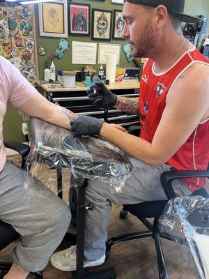 Ken tattooing my dad