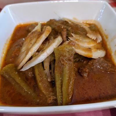 Calalou: Stewed okra with beef. Tasty.