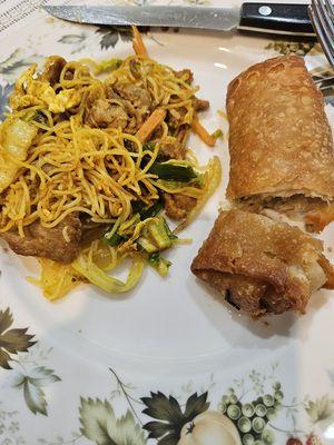 Singapore Rice Noodles and Egg Roll